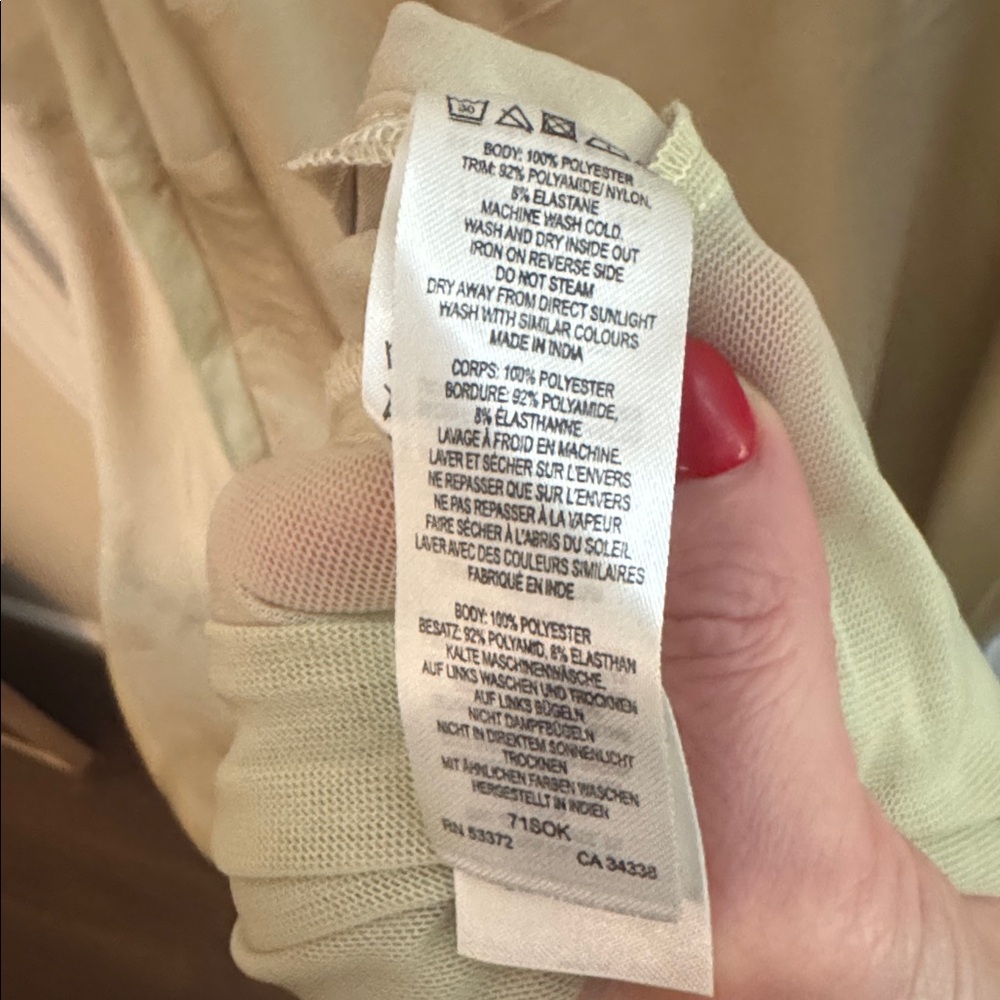 FRENCH CONNECTION Inu Satin Mesh Cutout Slip Dress Wild Wheat NWT Sz 12 - Picture 7 of 8